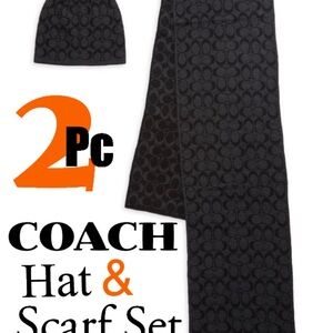 Coach Black Hat & Scarf Set